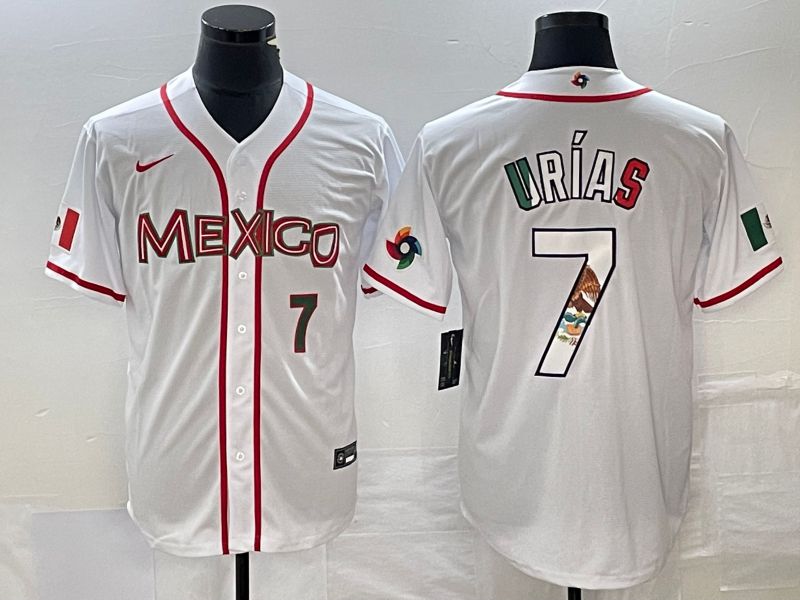 Men 2023 World Cub Mexico #7 Urias White Nike MLB Jersey69